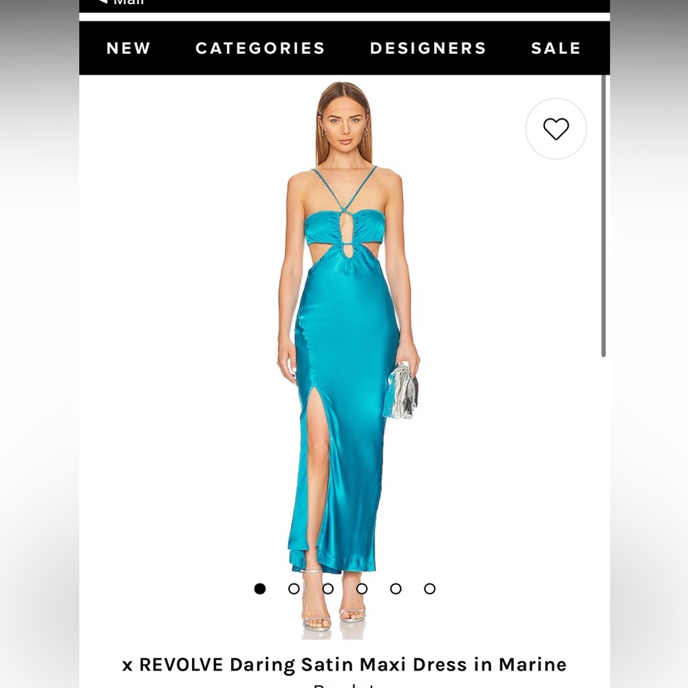 Revolve Bardot daring satin maxi dress in Marine
